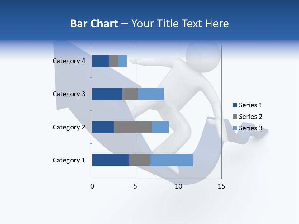 A Person Is Climbing Up A Blue Arrow PowerPoint Template