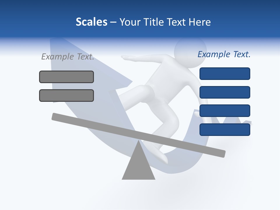A Person Is Climbing Up A Blue Arrow PowerPoint Template