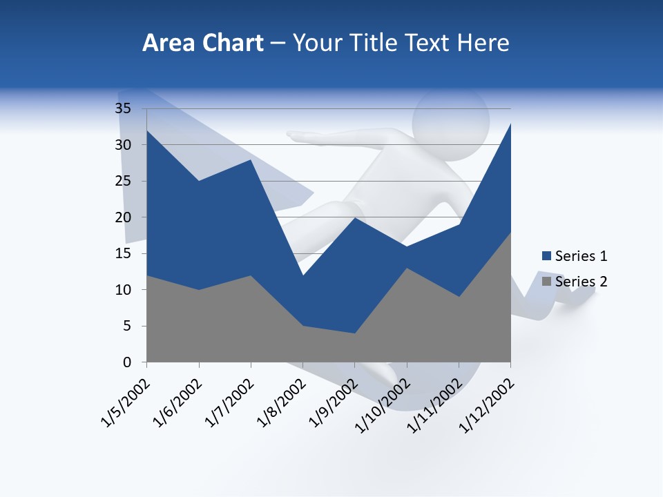 A Person Is Climbing Up A Blue Arrow PowerPoint Template
