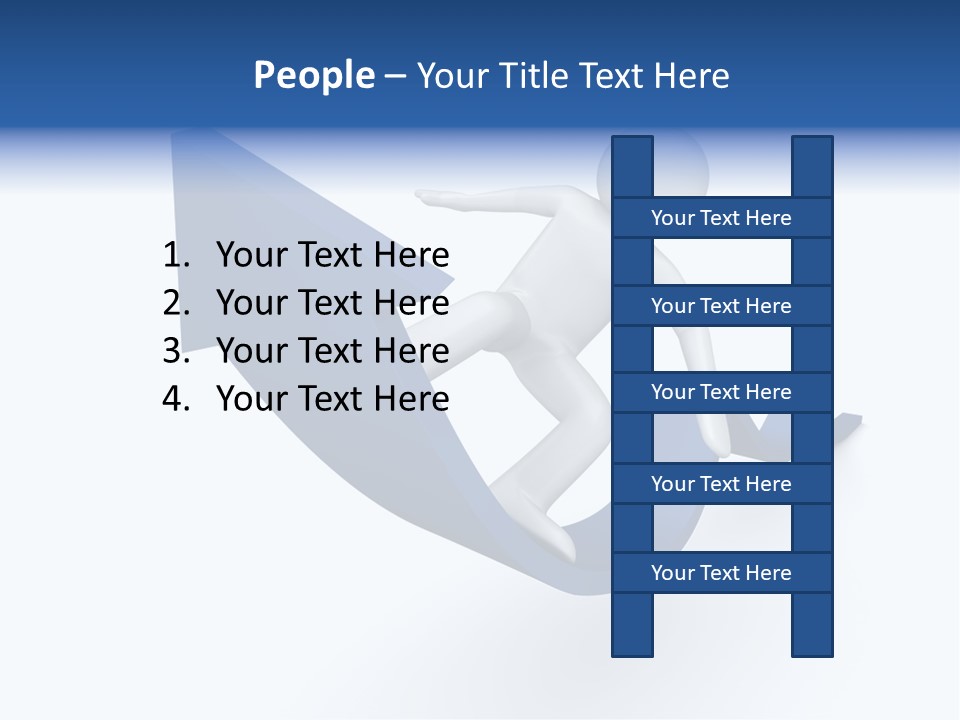 A Person Is Climbing Up A Blue Arrow PowerPoint Template