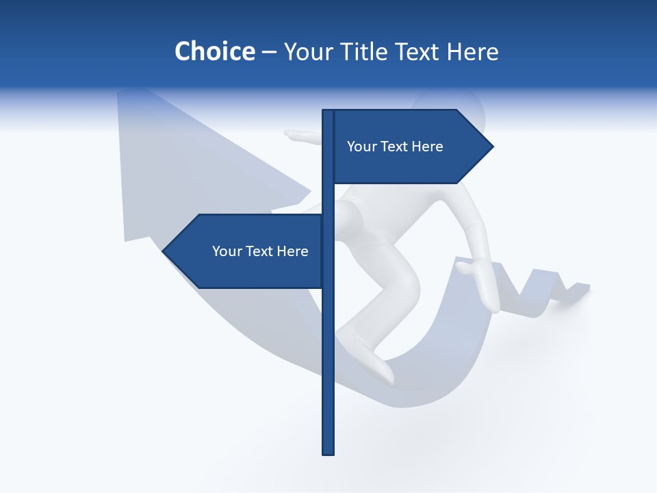 A Person Is Climbing Up A Blue Arrow PowerPoint Template