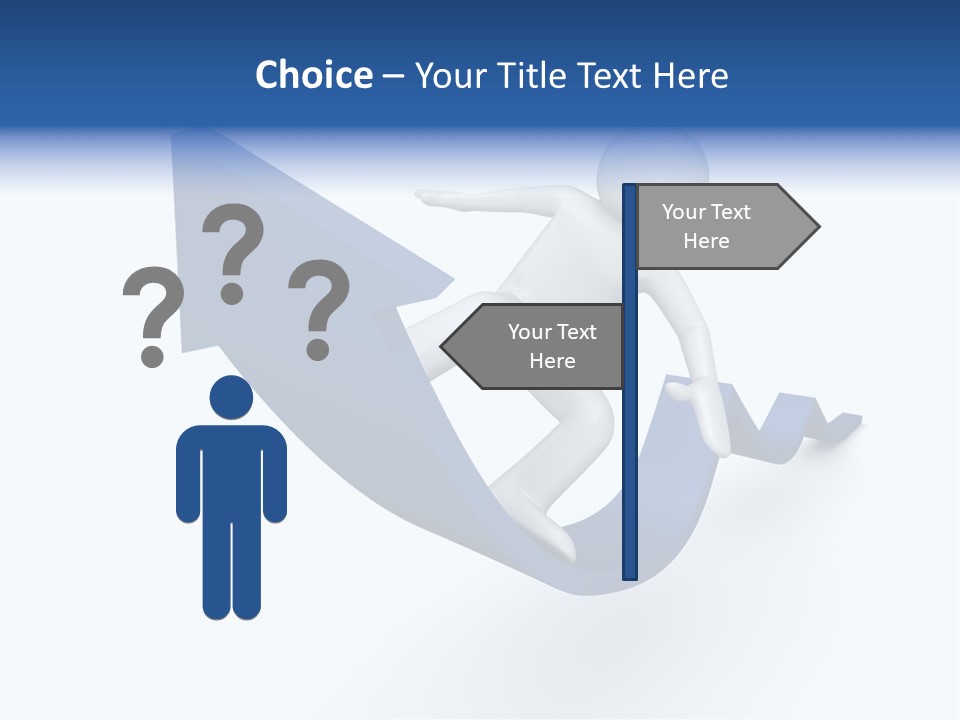 A Person Is Climbing Up A Blue Arrow PowerPoint Template