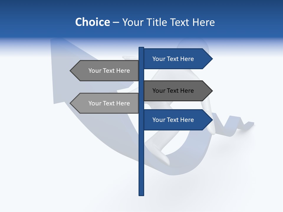 A Person Is Climbing Up A Blue Arrow PowerPoint Template