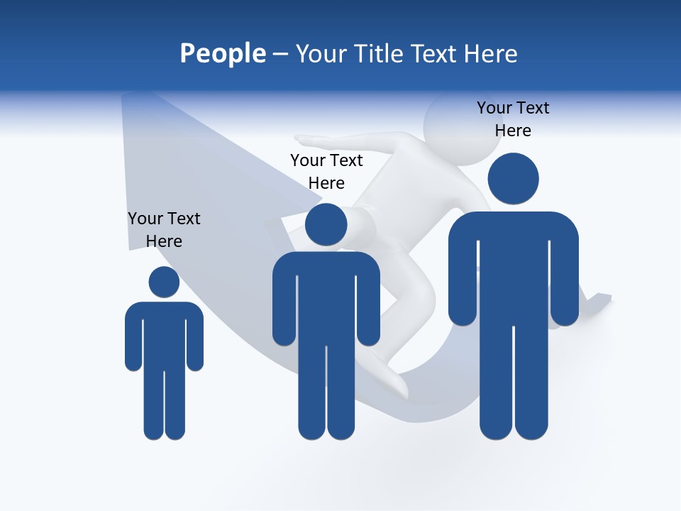 A Person Is Climbing Up A Blue Arrow PowerPoint Template
