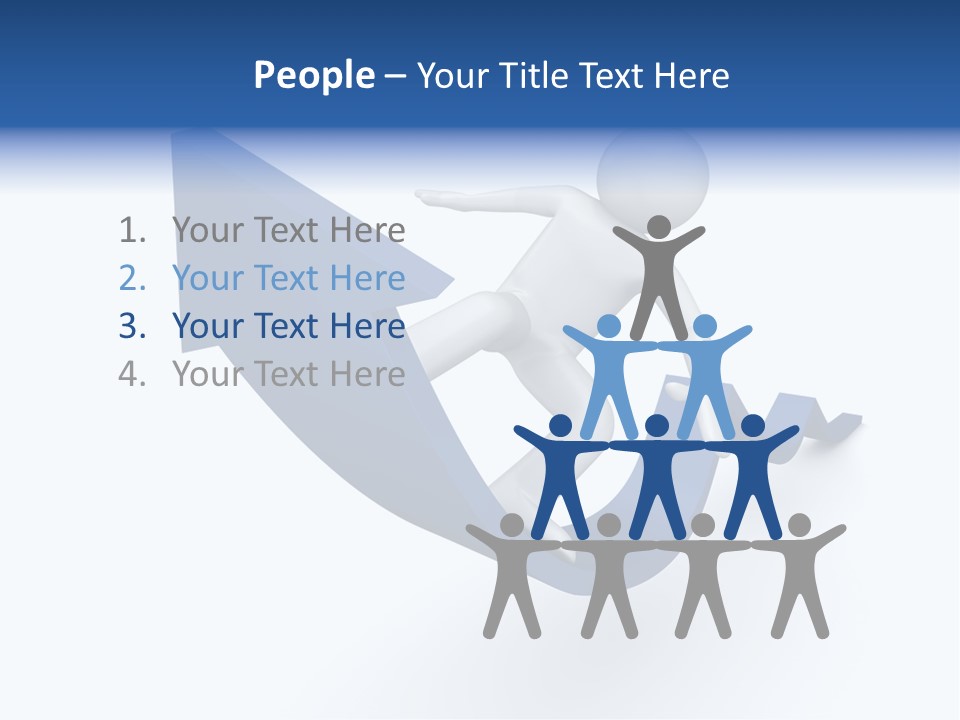 A Person Is Climbing Up A Blue Arrow PowerPoint Template