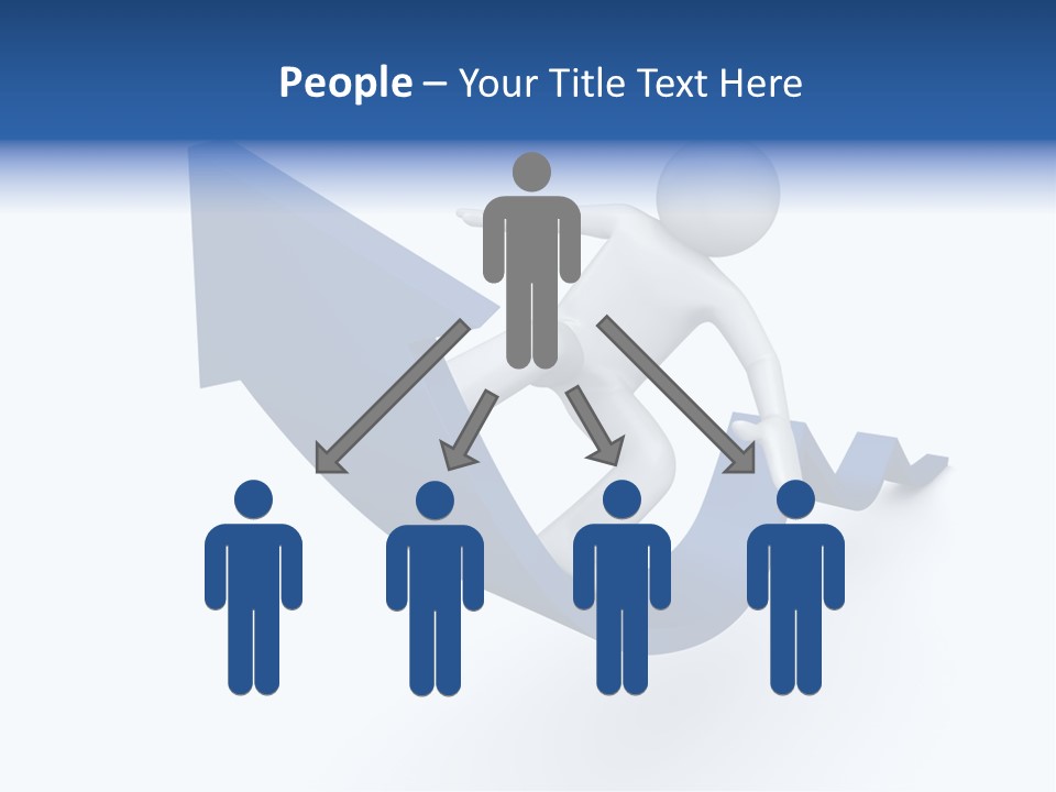 A Person Is Climbing Up A Blue Arrow PowerPoint Template