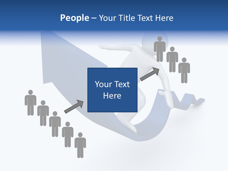 A Person Is Climbing Up A Blue Arrow PowerPoint Template