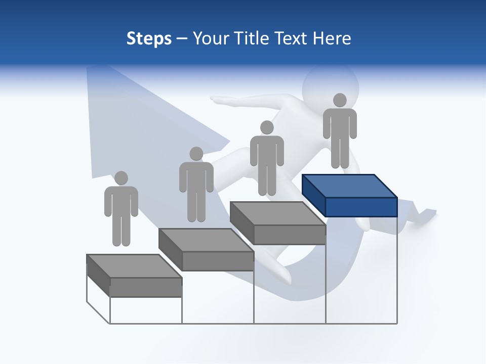 A Person Is Climbing Up A Blue Arrow PowerPoint Template