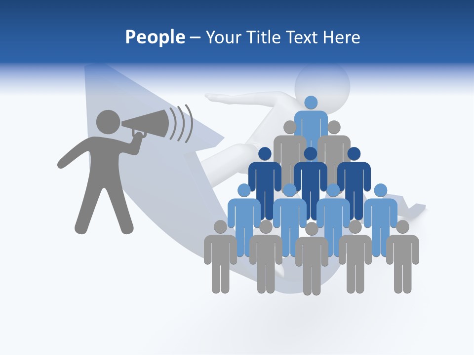 A Person Is Climbing Up A Blue Arrow PowerPoint Template