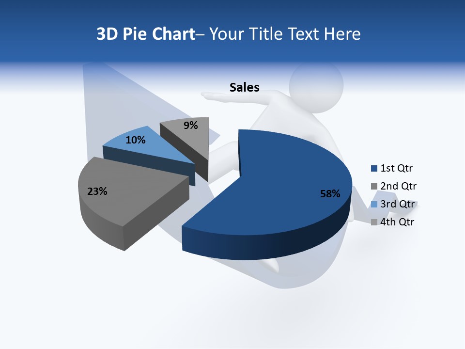 A Person Is Climbing Up A Blue Arrow PowerPoint Template