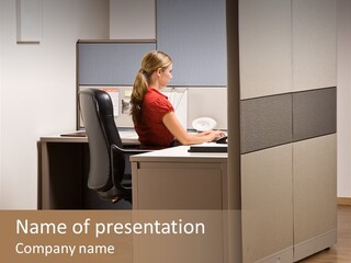 Caucasian Office Headset PowerPoint Template