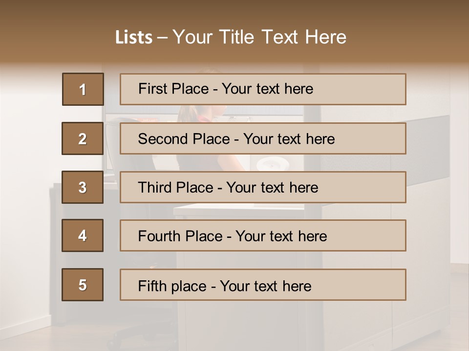 Caucasian Office Headset PowerPoint Template