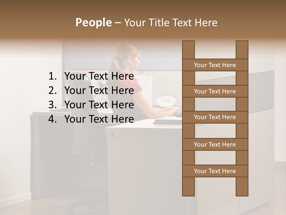 Caucasian Office Headset PowerPoint Template