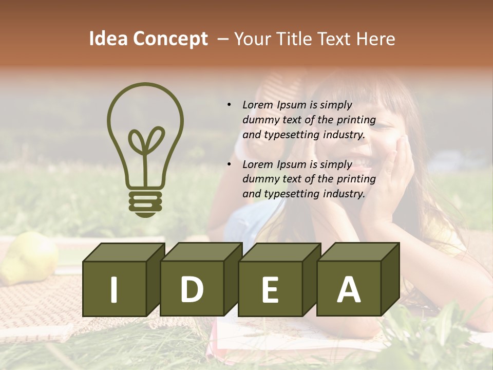 Schoolchild Girl Pretty PowerPoint Template