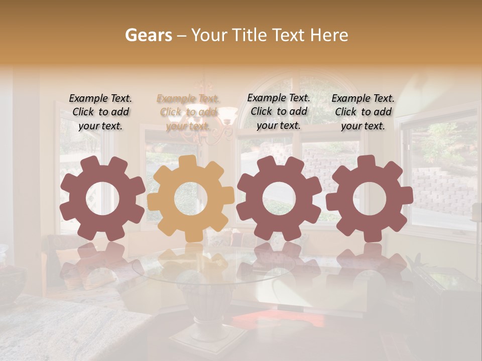 A Table With A Glass Top In Front Of A Window PowerPoint Template