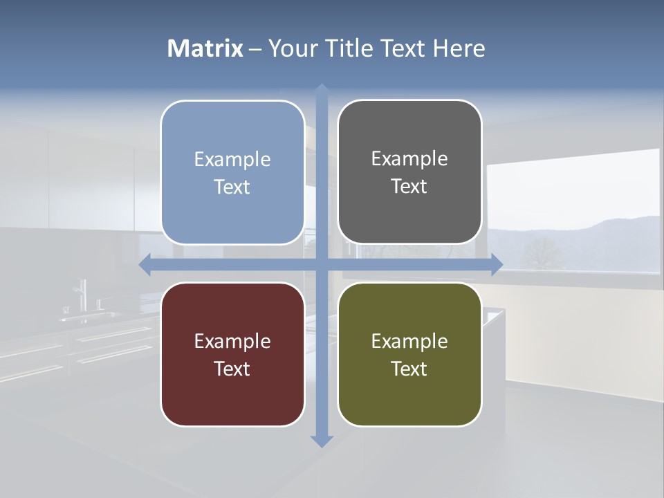 A Modern Kitchen With A Large Window Overlooking The Mountains PowerPoint Template
