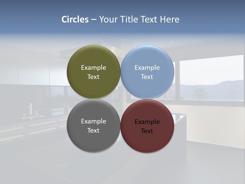 A Modern Kitchen With A Large Window Overlooking The Mountains PowerPoint Template