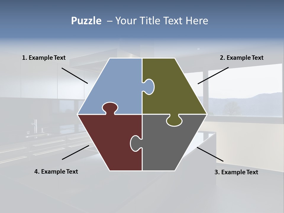 A Modern Kitchen With A Large Window Overlooking The Mountains PowerPoint Template
