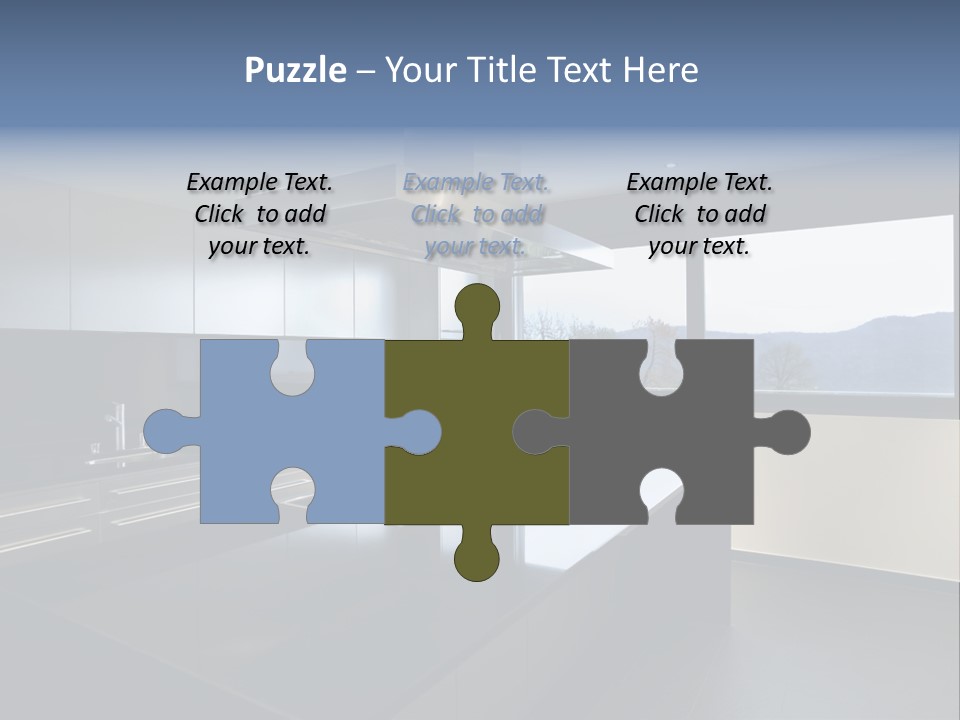 A Modern Kitchen With A Large Window Overlooking The Mountains PowerPoint Template