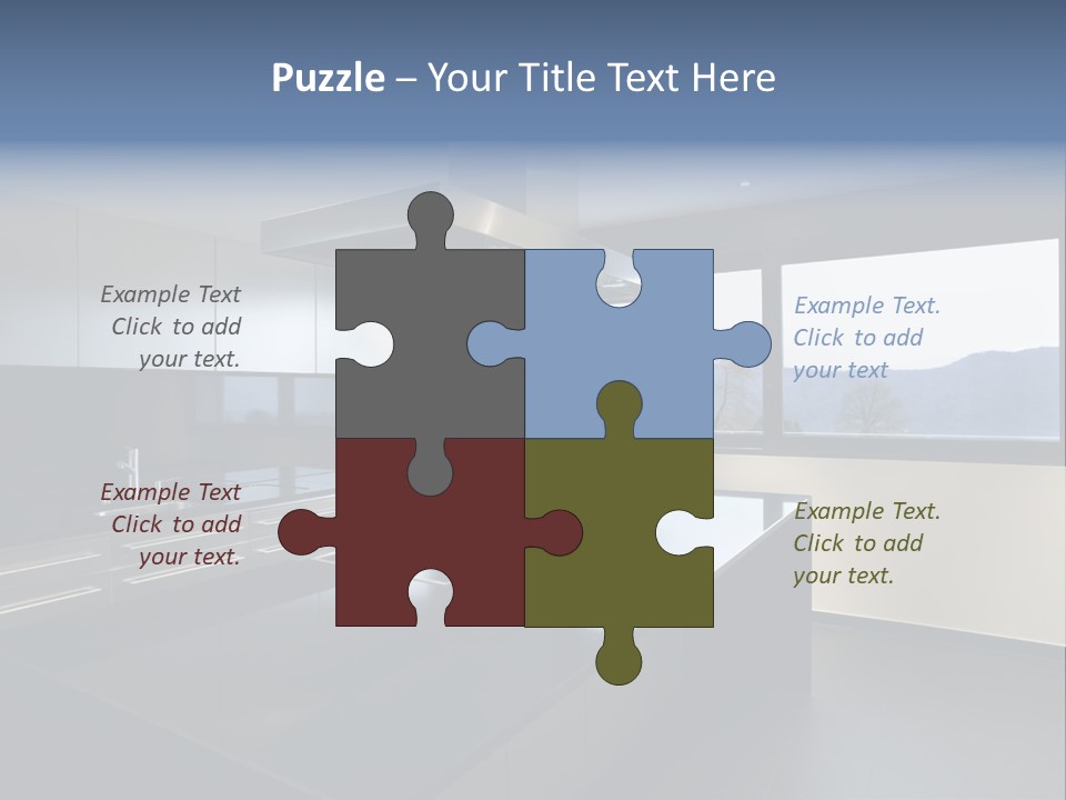 A Modern Kitchen With A Large Window Overlooking The Mountains PowerPoint Template