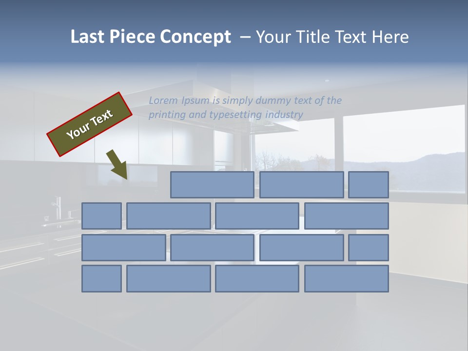 A Modern Kitchen With A Large Window Overlooking The Mountains PowerPoint Template