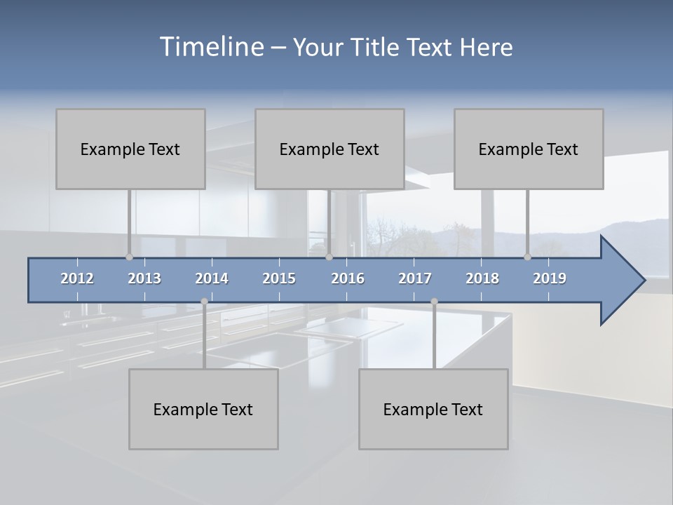 A Modern Kitchen With A Large Window Overlooking The Mountains PowerPoint Template