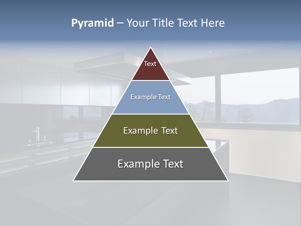 A Modern Kitchen With A Large Window Overlooking The Mountains PowerPoint Template
