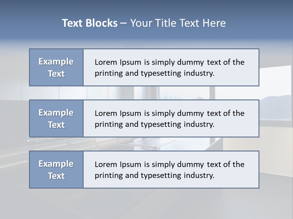 A Modern Kitchen With A Large Window Overlooking The Mountains PowerPoint Template