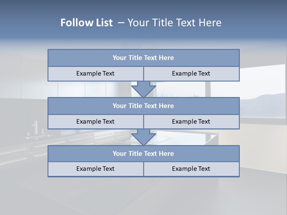 A Modern Kitchen With A Large Window Overlooking The Mountains PowerPoint Template