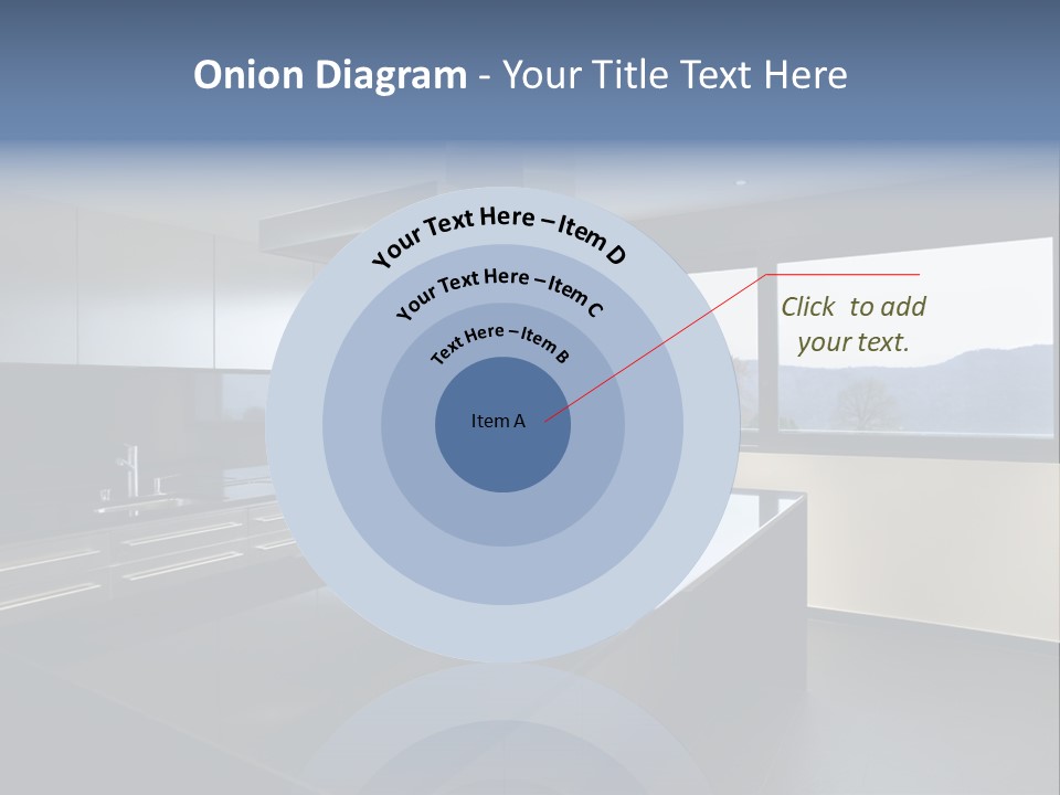 A Modern Kitchen With A Large Window Overlooking The Mountains PowerPoint Template