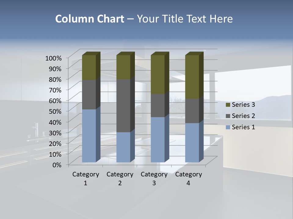 A Modern Kitchen With A Large Window Overlooking The Mountains PowerPoint Template