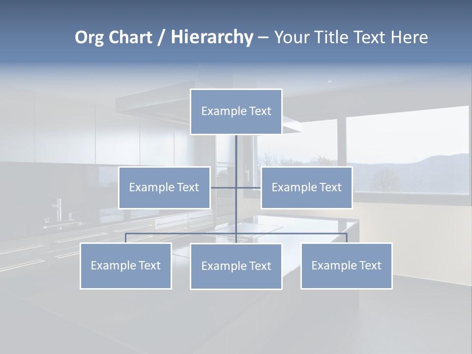 A Modern Kitchen With A Large Window Overlooking The Mountains PowerPoint Template