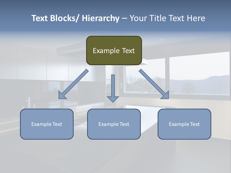 A Modern Kitchen With A Large Window Overlooking The Mountains PowerPoint Template