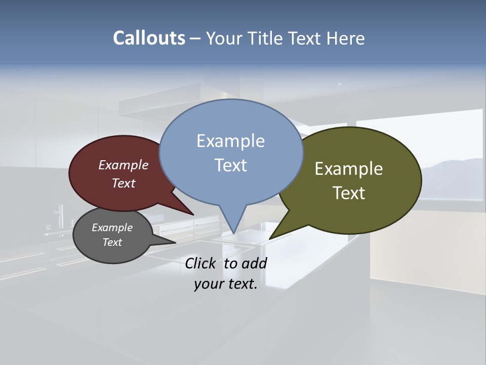 A Modern Kitchen With A Large Window Overlooking The Mountains PowerPoint Template