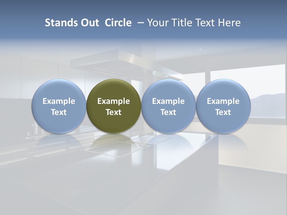 A Modern Kitchen With A Large Window Overlooking The Mountains PowerPoint Template