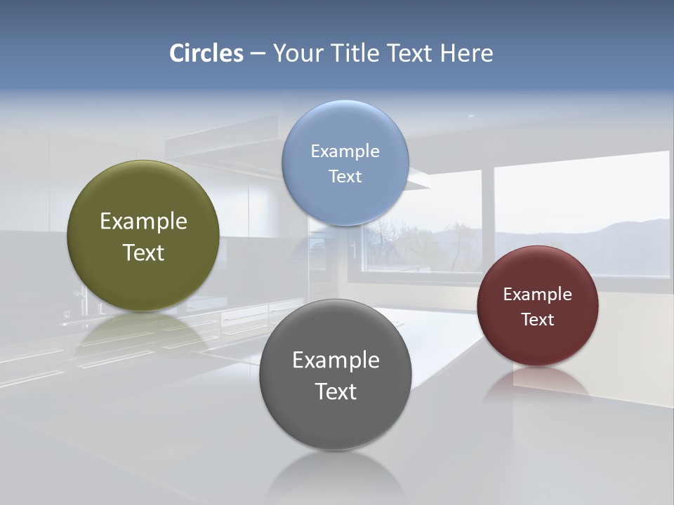 A Modern Kitchen With A Large Window Overlooking The Mountains PowerPoint Template