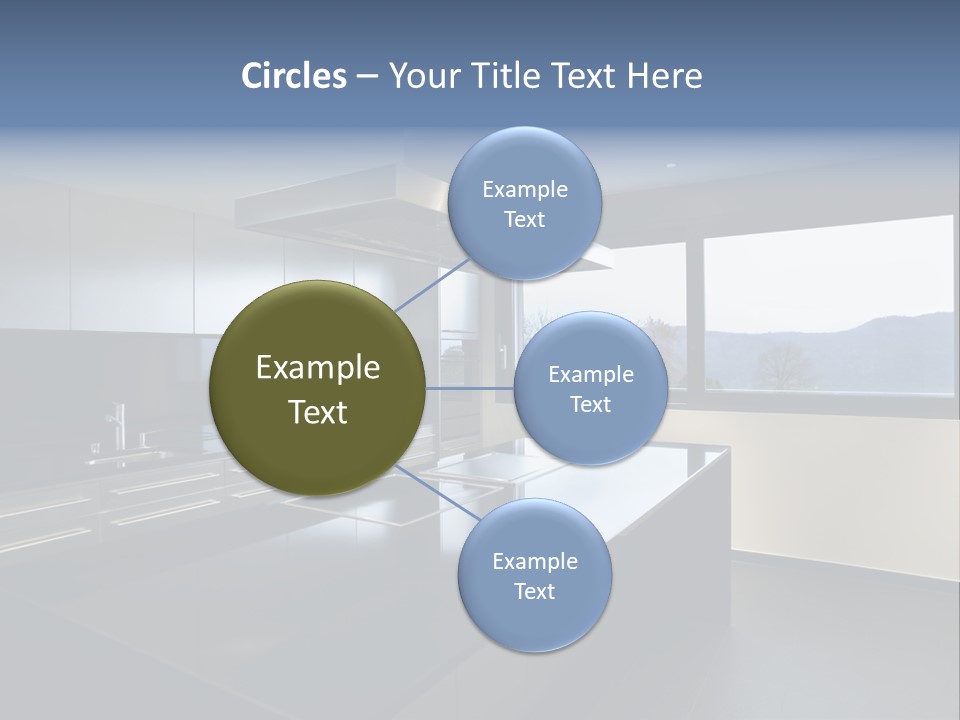 A Modern Kitchen With A Large Window Overlooking The Mountains PowerPoint Template