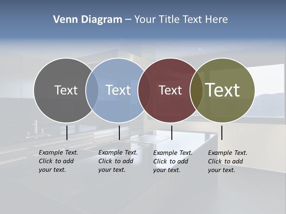 A Modern Kitchen With A Large Window Overlooking The Mountains PowerPoint Template