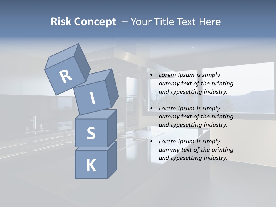 A Modern Kitchen With A Large Window Overlooking The Mountains PowerPoint Template