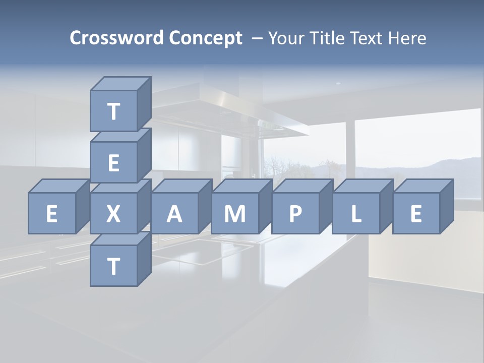 A Modern Kitchen With A Large Window Overlooking The Mountains PowerPoint Template