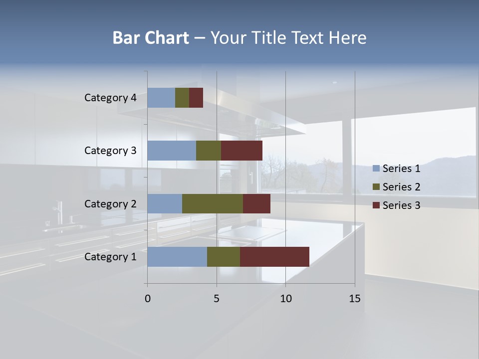 A Modern Kitchen With A Large Window Overlooking The Mountains PowerPoint Template