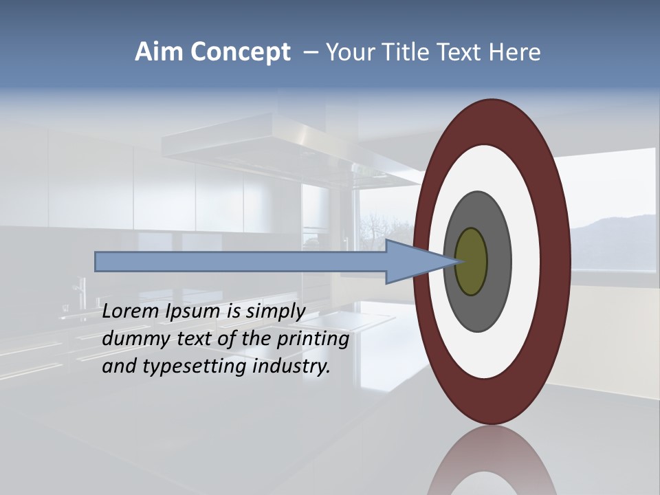A Modern Kitchen With A Large Window Overlooking The Mountains PowerPoint Template