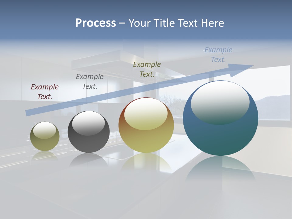 A Modern Kitchen With A Large Window Overlooking The Mountains PowerPoint Template
