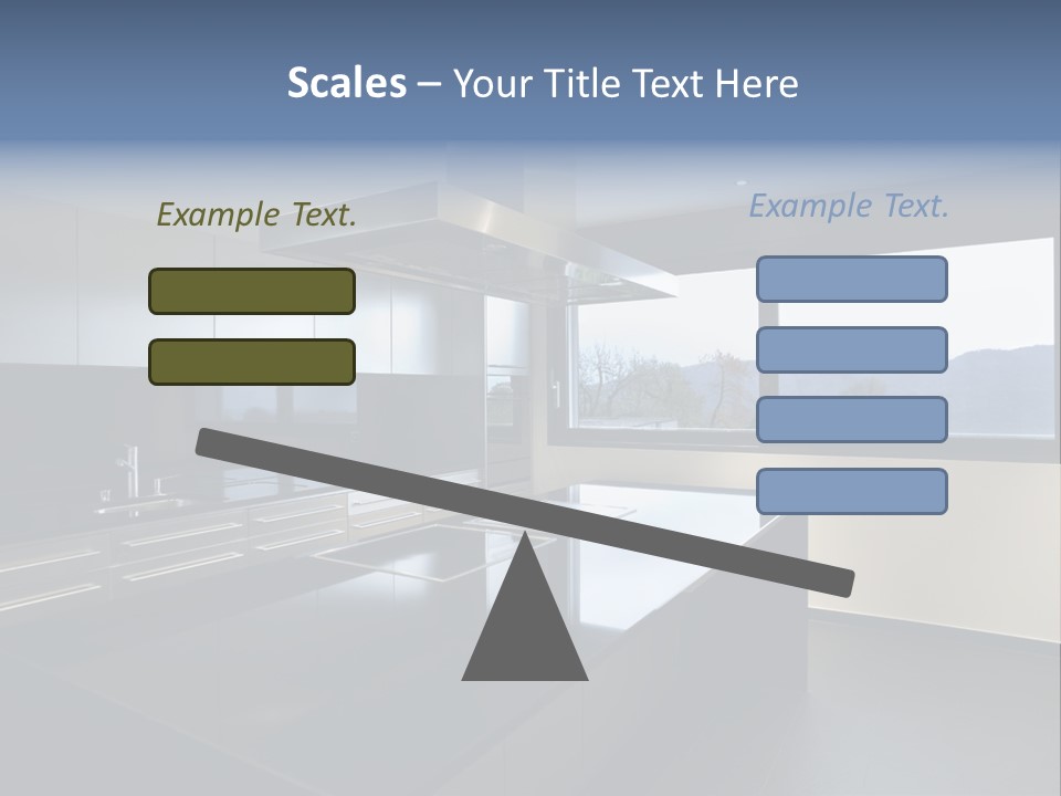 A Modern Kitchen With A Large Window Overlooking The Mountains PowerPoint Template