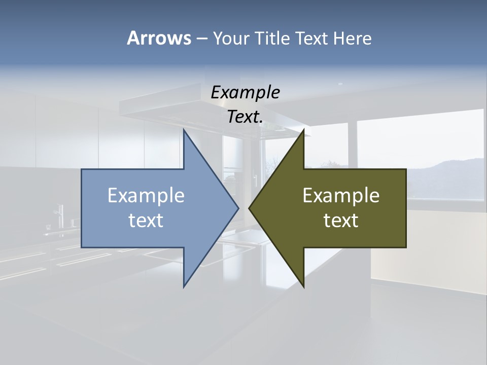 A Modern Kitchen With A Large Window Overlooking The Mountains PowerPoint Template