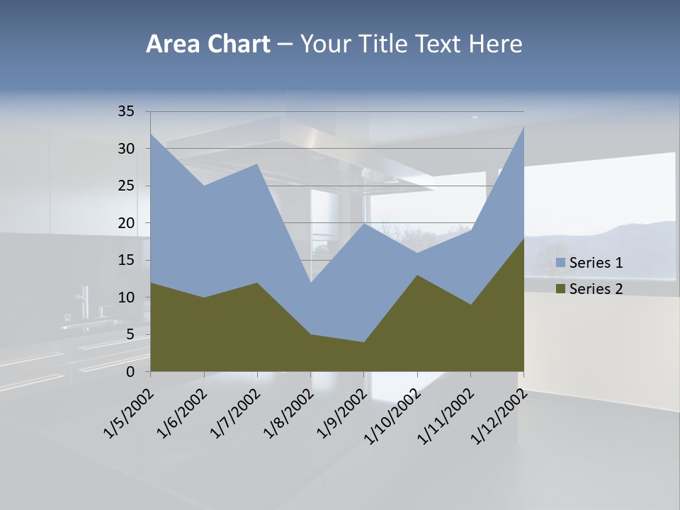 A Modern Kitchen With A Large Window Overlooking The Mountains PowerPoint Template