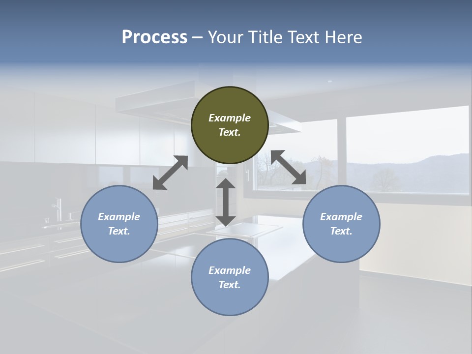 A Modern Kitchen With A Large Window Overlooking The Mountains PowerPoint Template