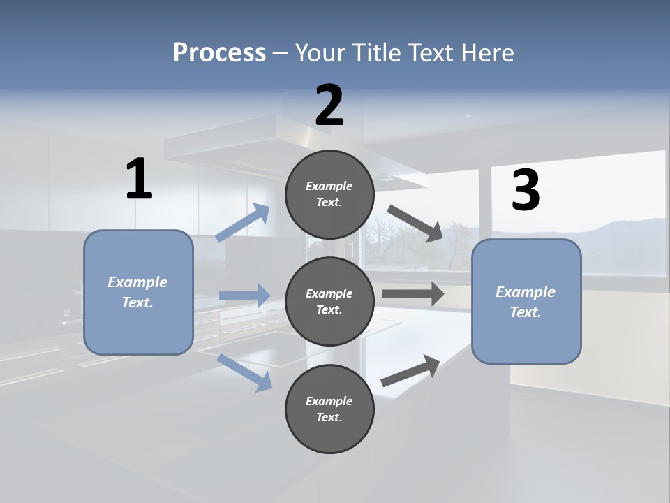 A Modern Kitchen With A Large Window Overlooking The Mountains PowerPoint Template
