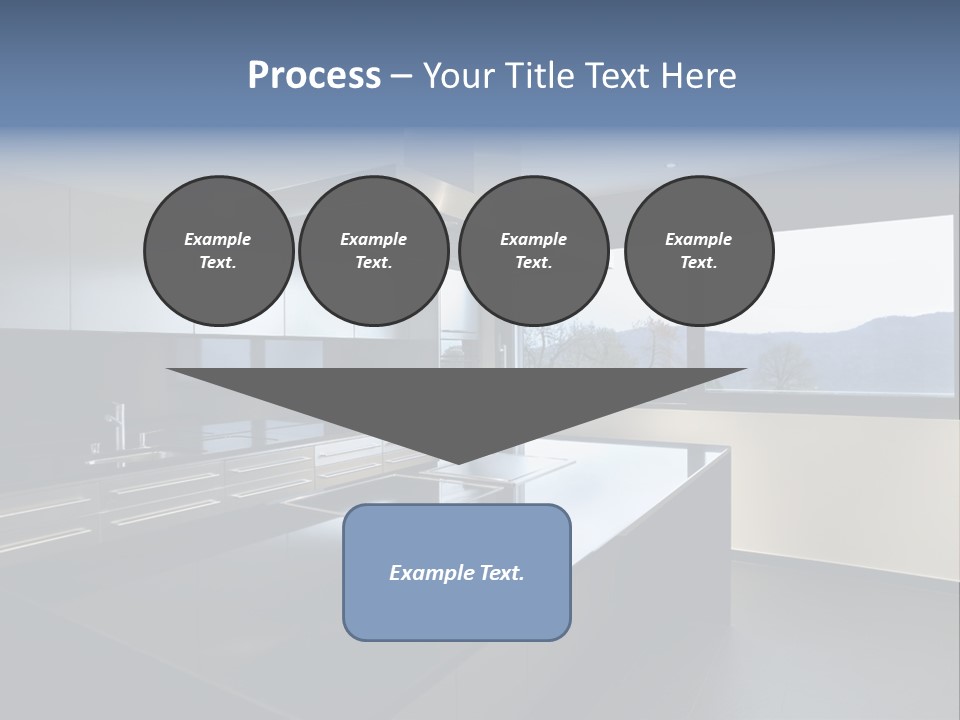 A Modern Kitchen With A Large Window Overlooking The Mountains PowerPoint Template