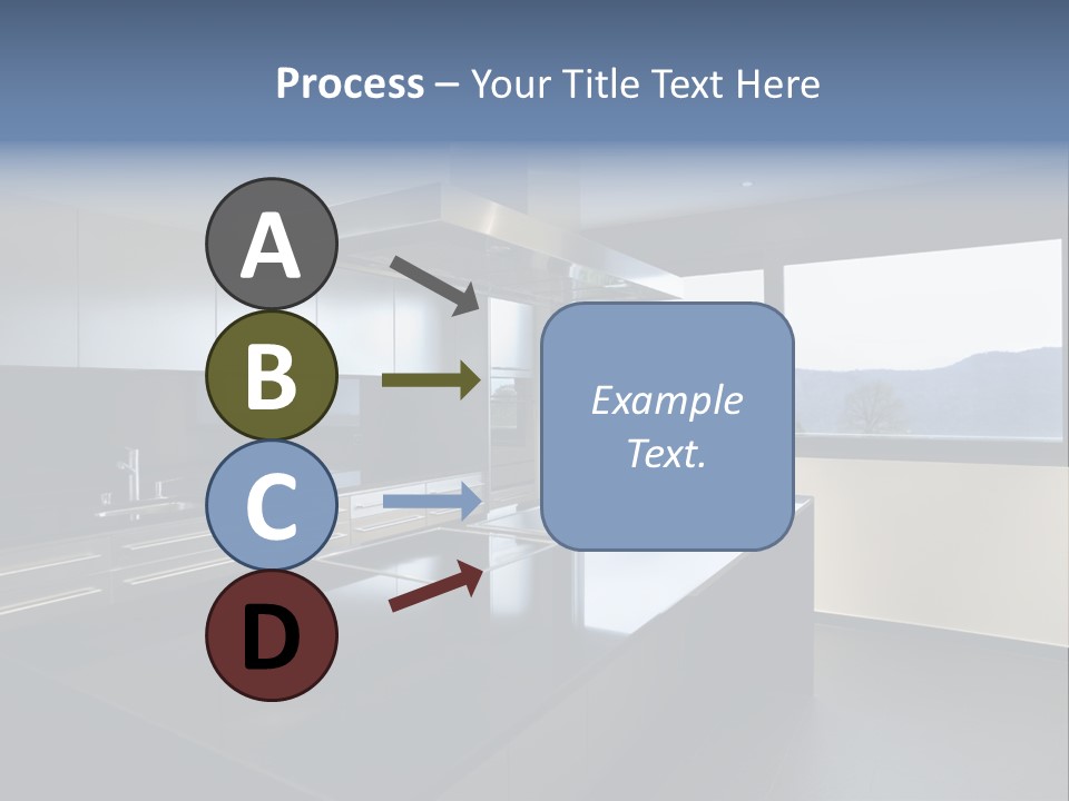 A Modern Kitchen With A Large Window Overlooking The Mountains PowerPoint Template